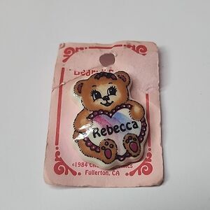 1984 Personalized Bear Heart Ceramic Rebecca Pin